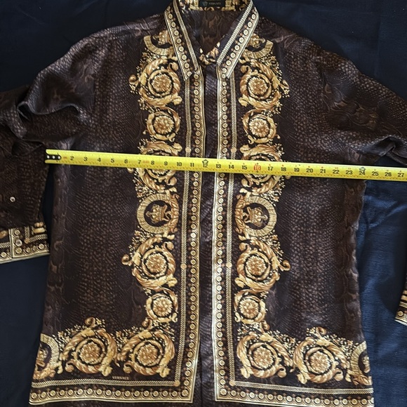 Versace Brown and Gold Silk Shirt - Picture 10 of 13